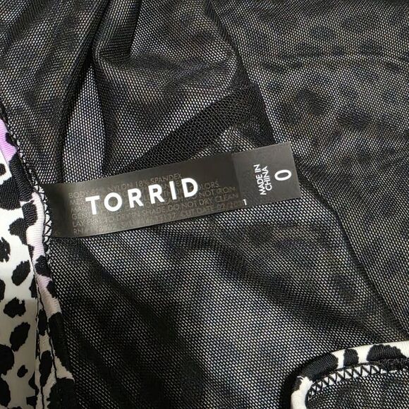 Torrid Stylish Black and White Swimsuit With Mesh Neckline - Picture 4 of 6